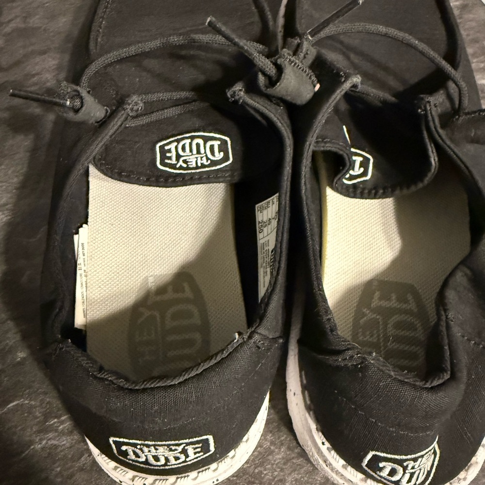 Hey Dude Womens Black Canvas Slip-On Shoes